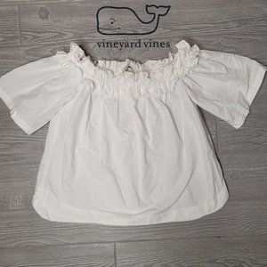 Vineyard vines off the shoulder white crop top tee shirt size Medium.